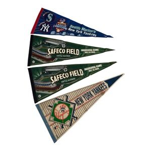 Vintage Baseball Pennants New York Yankees/Seattle Mariners *take All 4 12x30